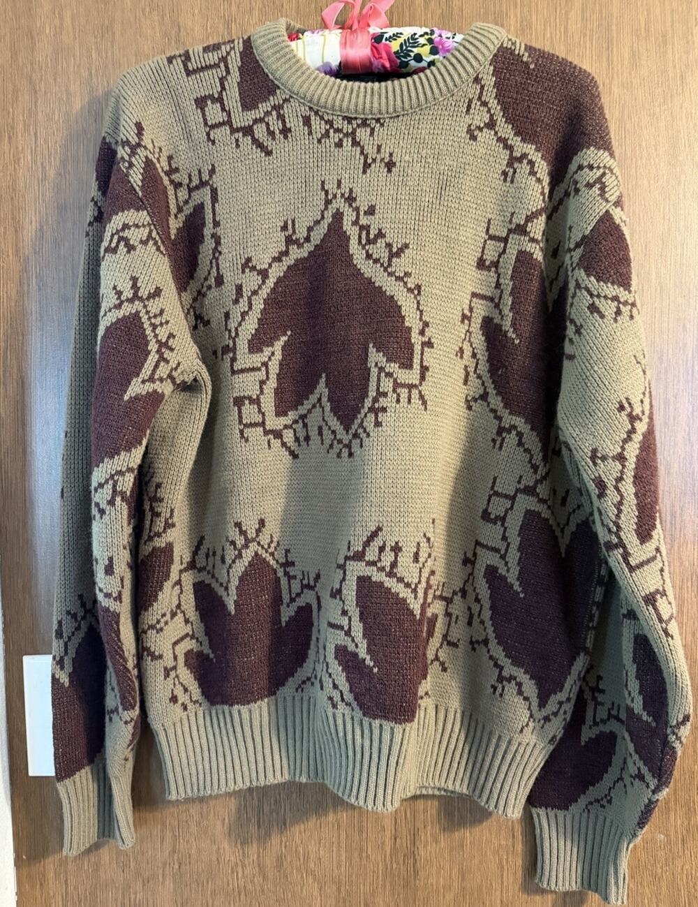 London Fog vintage 80-90s sweater Fall leaves Crew Neck sz M? See measurements